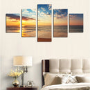 1 Set of 5PCS Canvas Painting for Home Bedroom Cafe Hotel Room Wall Art Wall Decor Paintings Beach Sunrise Print Charms 40/60/80cm