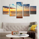 1 Set of 5PCS Canvas Painting for Home Bedroom Cafe Hotel Room Wall Art Wall Decor Paintings Beach Sunrise Print Charms 40/60/80cm