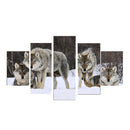 1 Set of 5PCS Canvas Painting for Home Bedroom Cafe Hotel Room Wall Art Wall Decor Paintings Wolves Print Charms 30/40/50cm