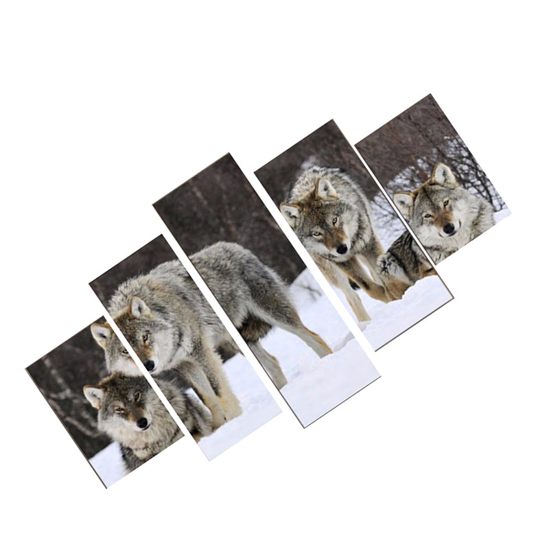 1 Set of 5PCS Canvas Painting for Home Bedroom Cafe Hotel Room Wall Art Wall Decor Paintings Wolves Print Charms 30/40/50cm