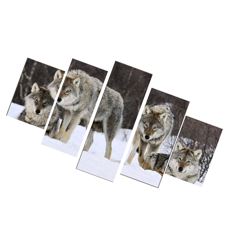 1 Set of 5PCS Canvas Painting for Home Bedroom Cafe Hotel Room Wall Art Wall Decor Paintings Wolves Print Charms 30/40/50cm