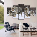 1 Set of 5PCS Canvas Painting for Home Bedroom Cafe Hotel Room Wall Art Wall Decor Paintings Wolves Print Charms 30/40/50cm