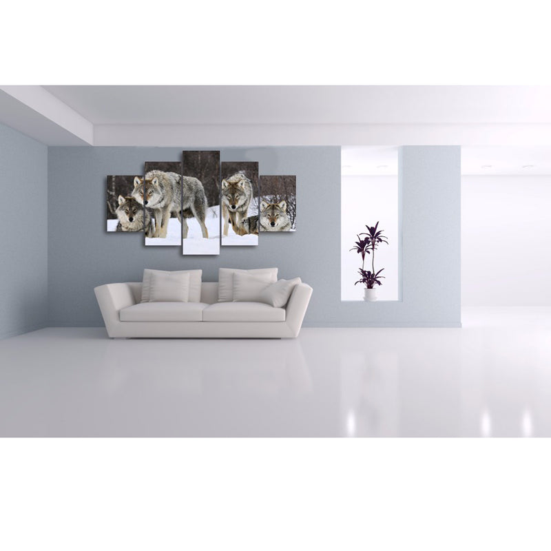 1 Set of 5PCS Canvas Painting for Home Bedroom Cafe Hotel Room Wall Art Wall Decor Paintings Wolves Print Charms 30/40/50cm