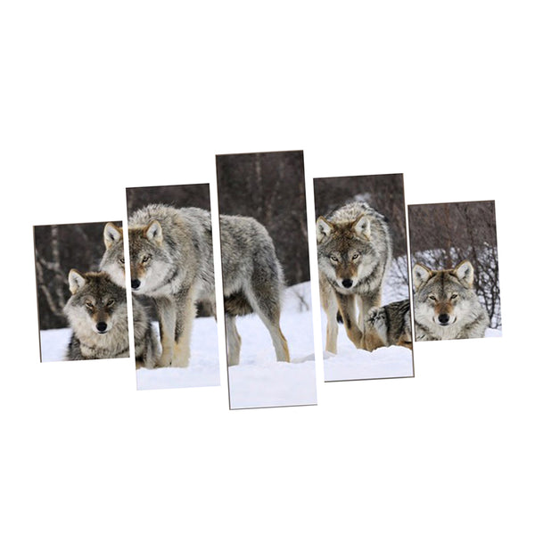 1 Set of 5PCS Canvas Painting for Home Bedroom Cafe Hotel Room Wall Art Wall Decor Paintings Wolves Print Charms 30/40/50cm