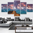 1 Set of 5PCS Canvas Painting for Home Bedroom Cafe Hotel Room Wall Art Wall Decor Paintings Mountain Print Charms 20*30/40/50cm