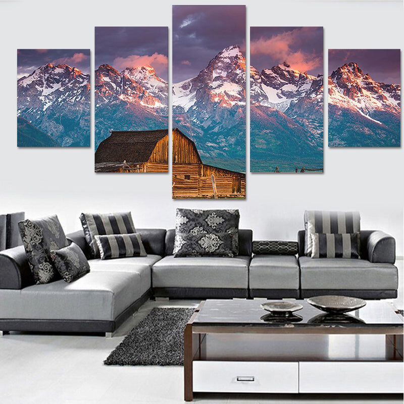 1 Set of 5PCS Canvas Painting for Home Bedroom Cafe Hotel Room Wall Art Wall Decor Paintings Mountain Print Charms 20*30/40/50cm