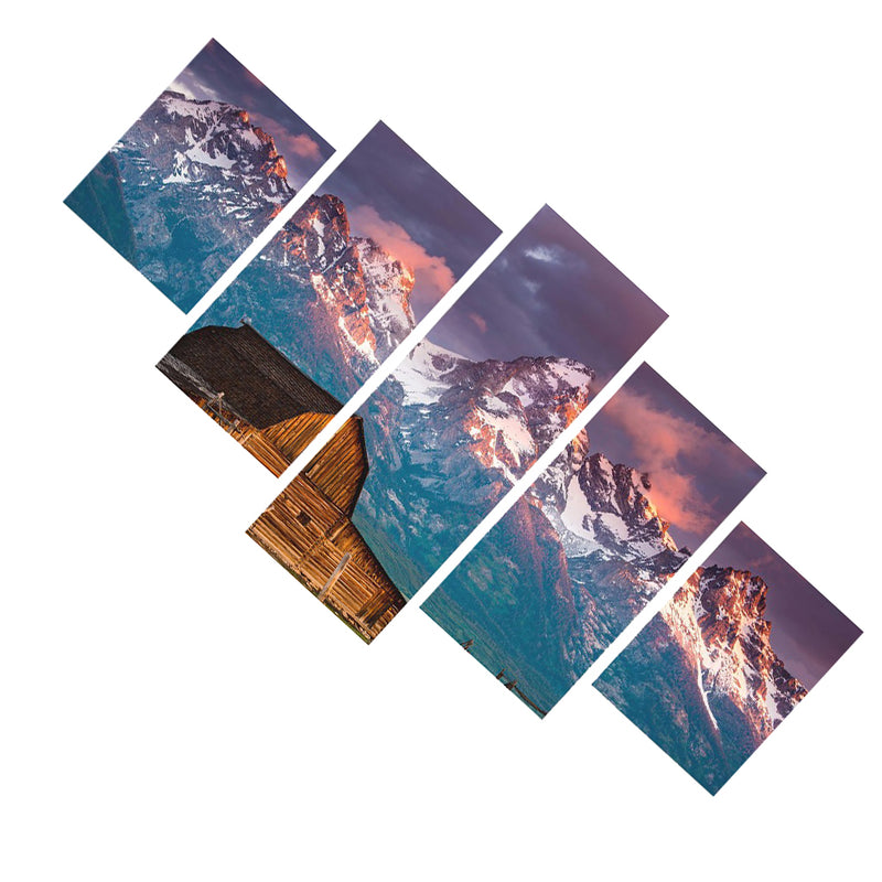 1 Set of 5PCS Canvas Painting for Home Bedroom Cafe Hotel Room Wall Art Wall Decor Paintings Mountain Print Charms 20*30/40/50cm