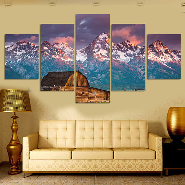 1 Set of 5PCS Canvas Painting for Home Bedroom Cafe Hotel Room Wall Art Wall Decor Paintings Mountain Print Charms 20*30/40/50cm