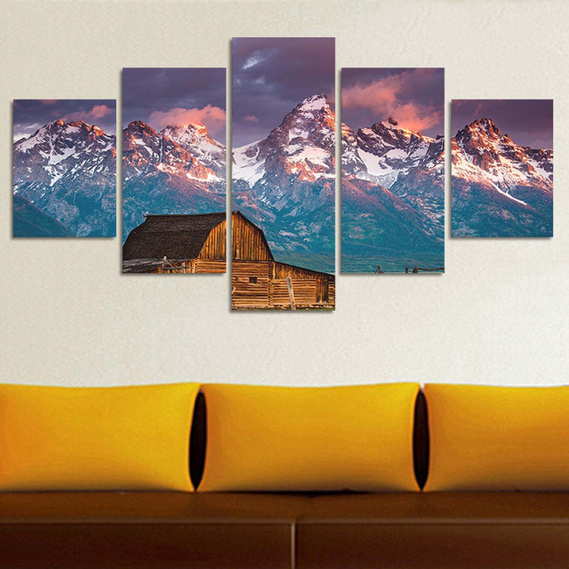1 Set of 5PCS Canvas Painting for Home Bedroom Cafe Hotel Room Wall Art Wall Decor Paintings Mountain Print Charms 30*40/60/80cm