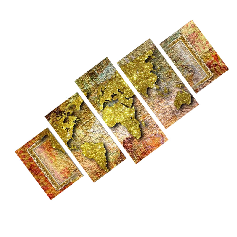 1 Set of 5PCS Canvas Painting for Home Bedroom Cafe Hotel Room Wall Art Wall Decor Paintings World Map Print Charms 20*30/40/50cm