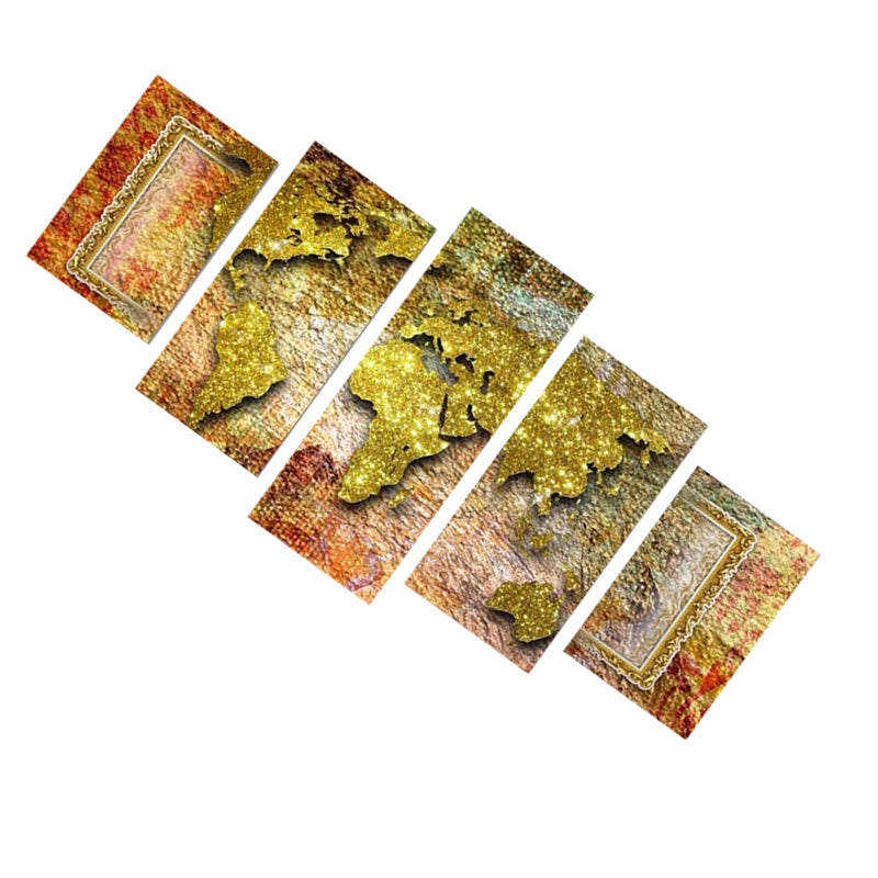 1 Set of 5PCS Canvas Painting for Home Bedroom Cafe Hotel Room Wall Art Wall Decor Paintings World Map Print Charms 20*30/40/50cm
