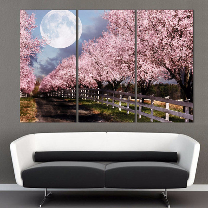 1 Set of 3PCS Canvas Painting for Home Bedroom Cafe Hotel Room Wall Art Wall Decor Paintings Cherry Blossom Print Charms 40*60cm