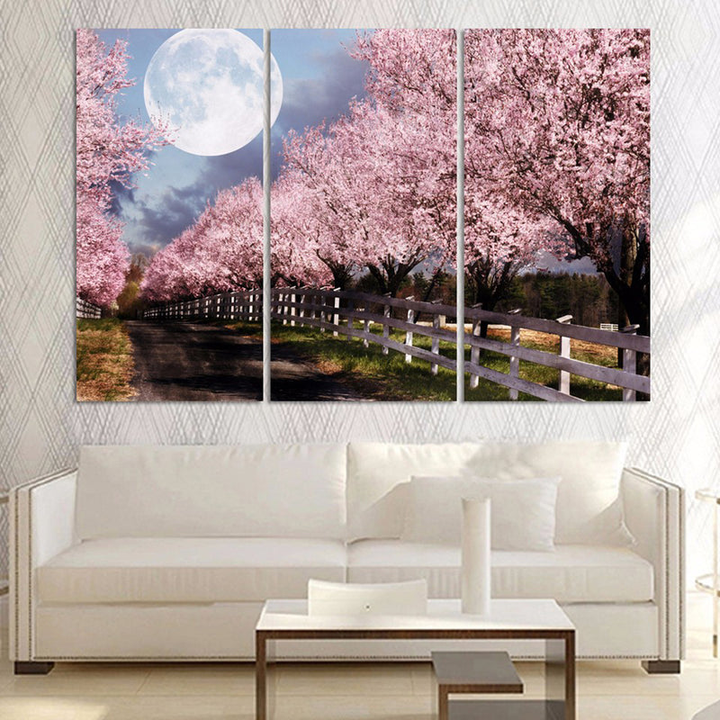 1 Set of 3PCS Canvas Painting for Home Bedroom Cafe Hotel Room Wall Art Wall Decor Paintings Cherry Blossom Print Charms 40*60cm