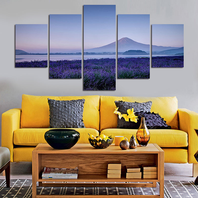 1 Set of 5PCS Canvas Painting for Home Bedroom Cafe Hotel Room Wall Art Wall Decor Paintings Lavender Print Charms 20*30/40/50cm