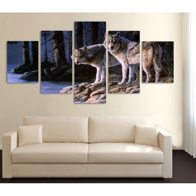 1 Set of 5PCS Canvas Painting for Home Bedroom Cafe Hotel Room Wall Art Wall Decor Paintings Animal Print Charms 30*40/60/80cm