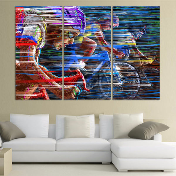 1 Set of 3PCS Canvas Painting for Home Bedroom Cafe Hotel Room Wall Art Wall Decor Paintings Bicycle Race Print Charms 40*60cm