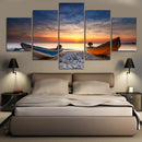 1 Set of 5PCS Canvas Painting for Home Bedroom Cafe Hotel Room Wall Art Wall Decor Paintings Beach Scenery Print Charms 20*30/40/50cm