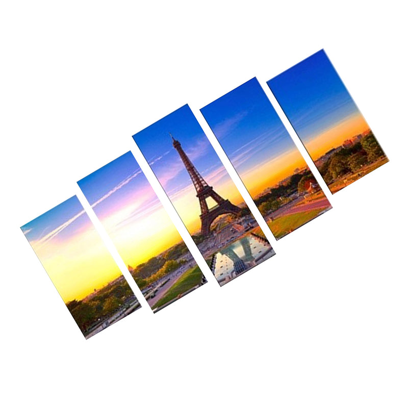 1 Set of 5PCS Canvas Painting for Home Bedroom Cafe Hotel Room Wall Art Wall Decor Paintings Eiffel Tower Print Charms 30/40/50cm
