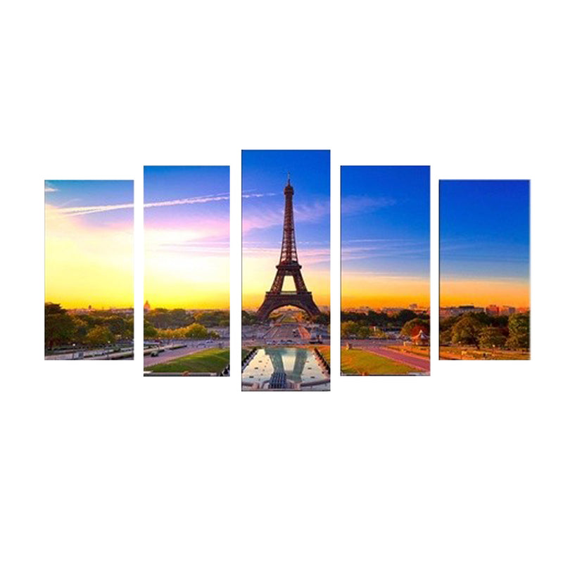 1 Set of 5PCS Canvas Painting for Home Bedroom Cafe Hotel Room Wall Art Wall Decor Paintings Eiffel Tower Print Charms 40/60/80cm