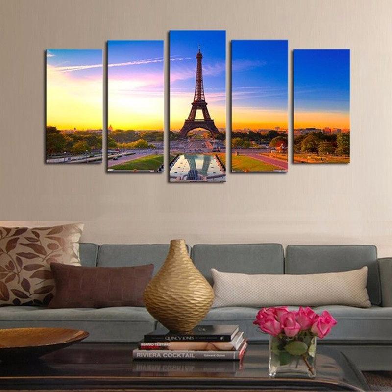 1 Set of 5PCS Canvas Painting for Home Bedroom Cafe Hotel Room Wall Art Wall Decor Paintings Eiffel Tower Print Charms 40/60/80cm