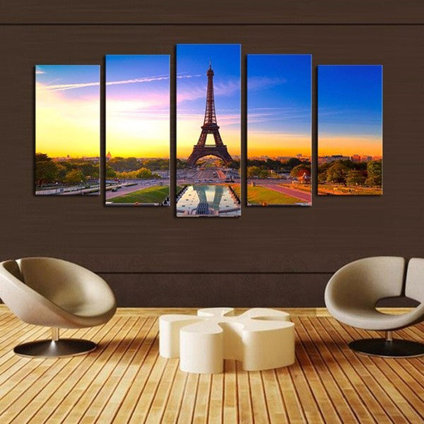 1 Set of 5PCS Canvas Painting for Home Bedroom Cafe Hotel Room Wall Art Wall Decor Paintings Eiffel Tower Print Charms 40/60/80cm