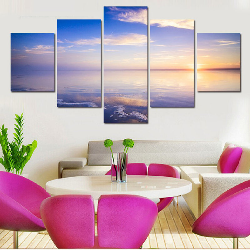 1 Set of 5PCS Canvas Painting for Home Bedroom Cafe Hotel Room Wall Art Wall Decor Paintings Seaside View Print Charms 30/40/50cm