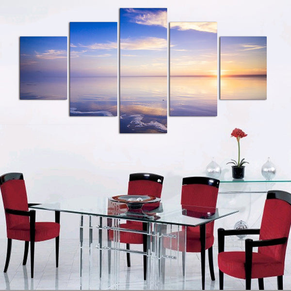 1 Set of 5PCS Canvas Painting for Home Bedroom Cafe Hotel Room Wall Art Wall Decor Paintings Seaside View Print Charms 30/40/50cm