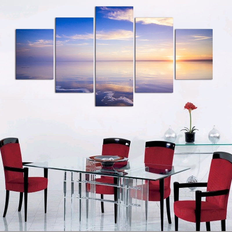 1 Set of 5PCS Canvas Painting for Home Bedroom Cafe Hotel Room Wall Art Wall Decor Paintings Seaside View Print Charms 30/40/50cm
