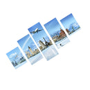 1 Set of 5PCS Canvas Painting for Home Bedroom Cafe Hotel Room Wall Art Wall Decor Paintings Building Print Charms 30/40/50cm