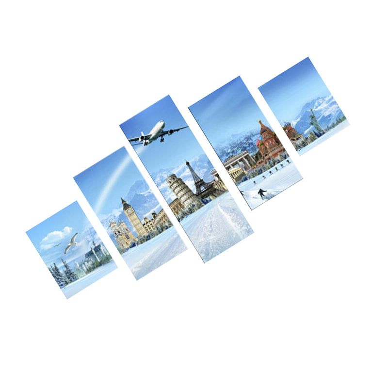 1 Set of 5PCS Canvas Painting for Home Bedroom Cafe Hotel Room Wall Art Wall Decor Paintings Building Print Charms 30/40/50cm