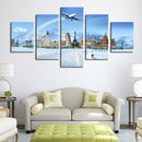 1 Set of 5PCS Canvas Painting for Home Bedroom Cafe Hotel Room Wall Art Wall Decor Paintings Building Print Charms 30/40/50cm