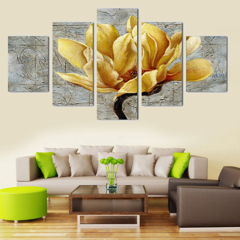 1 Set of 5PCS Canvas Painting for Home Bedroom Cafe Hotel Room Wall Art Wall Decor Paintings Purple Flower Print Charms30/40/50cm