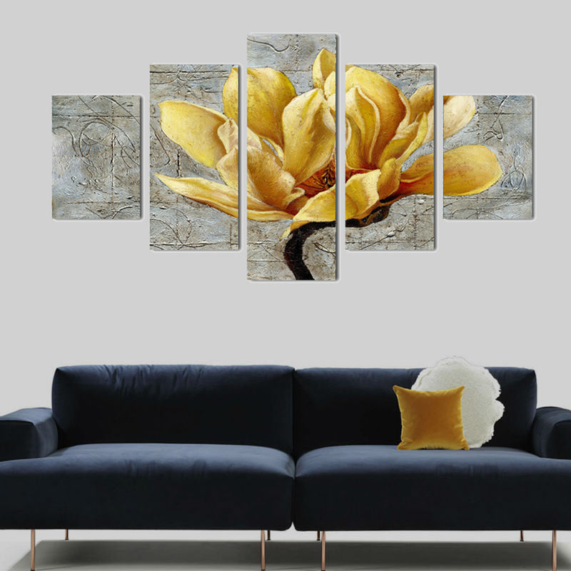 1 Set of 5PCS Canvas Painting for Home Bedroom Cafe Hotel Room Wall Art Wall Decor Paintings Purple Flower Print Charms30/40/50cm