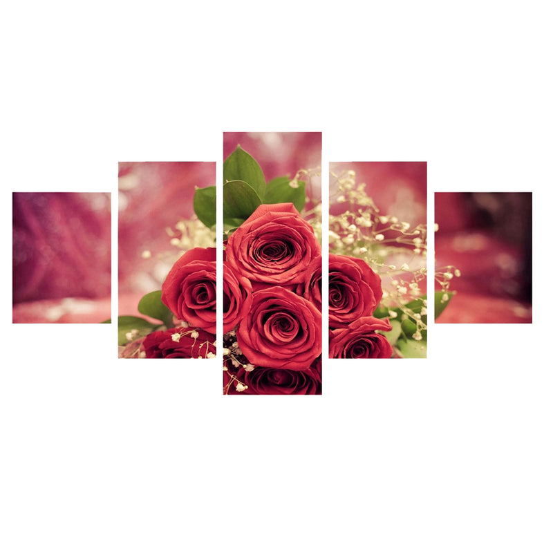 1 Set of 5PCS Canvas Painting for Home Bedroom Cafe Hotel Room Wall Art Wall Decor Paintings Rose Flower Print Charms 40/60/80cm
