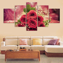 1 Set of 5PCS Canvas Painting for Home Bedroom Cafe Hotel Room Wall Art Wall Decor Paintings Rose Flower Print Charms 40/60/80cm