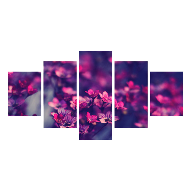 1 Set of 5PCS Canvas Painting for Home Bedroom Cafe Hotel Room Wall Art Wall Decor Paintings Purple Flower Print Charms 30/40/50cm
