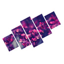 1 Set of 5PCS Canvas Painting for Home Bedroom Cafe Hotel Room Wall Art Wall Decor Paintings Purple Flower Print Charms 30/40/50cm