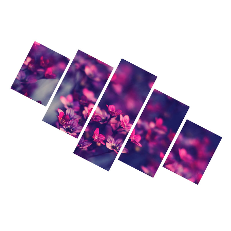 1 Set of 5PCS Canvas Painting for Home Bedroom Cafe Hotel Room Wall Art Wall Decor Paintings Purple Flower Print Charms 30/40/50cm