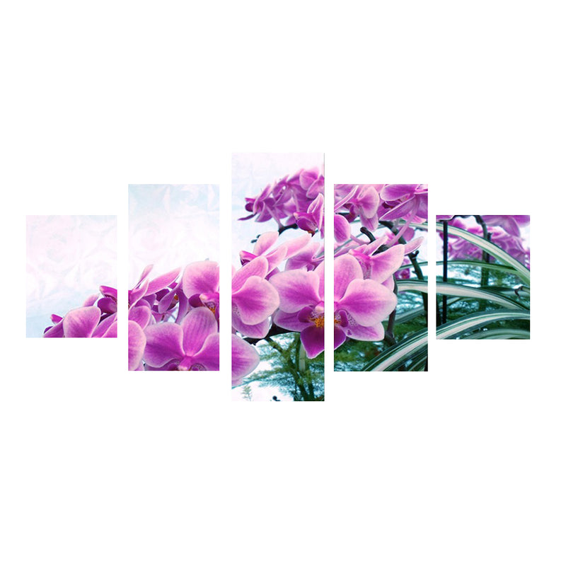 1 Set of 5PCS Canvas Painting for Home Bedroom Cafe Hotel Room Wall Art Wall Decor Paintings Orchid Print Charms 30/40/50cm