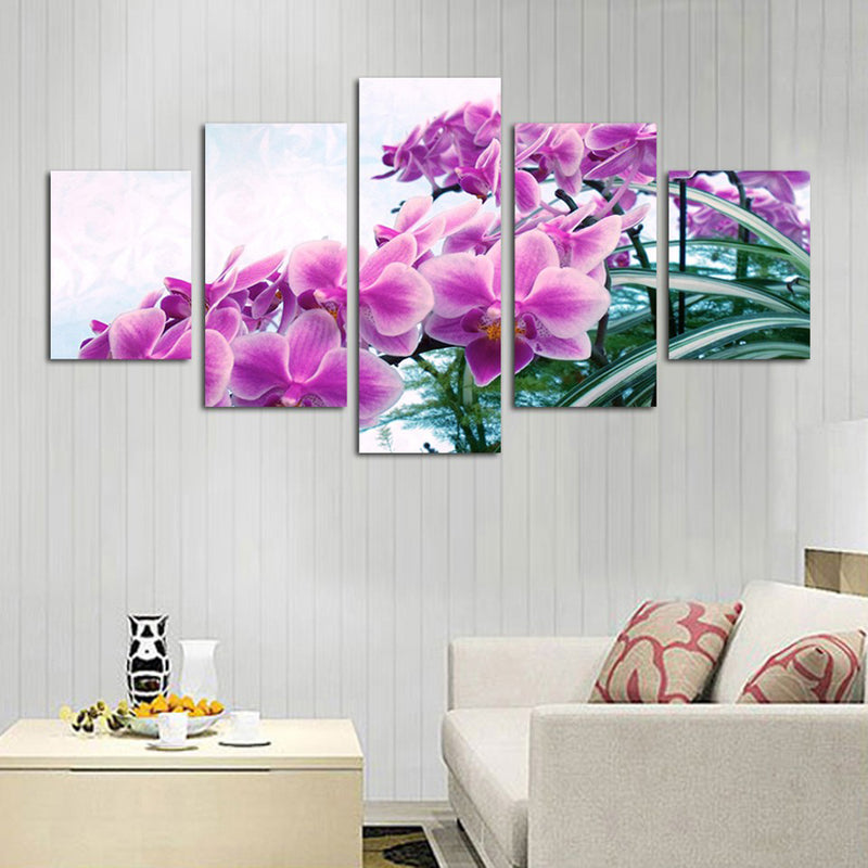 1 Set of 5PCS Canvas Painting for Home Bedroom Cafe Hotel Room Wall Art Wall Decor Paintings Orchid Print Charms 30/40/50cm