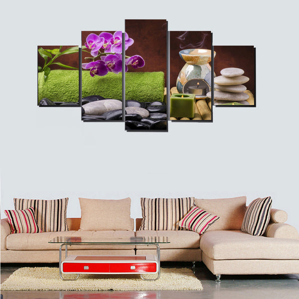 1 Set of 5PCS Canvas Painting for Home Bedroom Cafe Hotel Room Wall Art Wall Decor Paintings Orchid Cense Print Charms 20*30/40/50cm