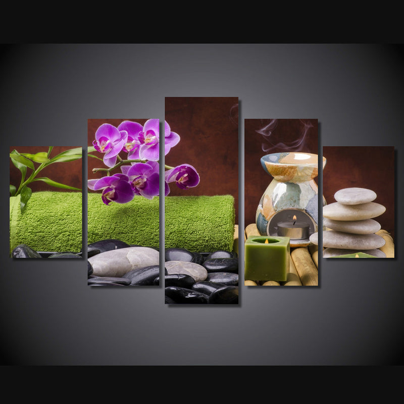 1 Set of 5PCS Canvas Painting for Home Bedroom Cafe Hotel Room Wall Art Wall Decor Paintings Orchid Cense Print Charms 20*30/40/50cm