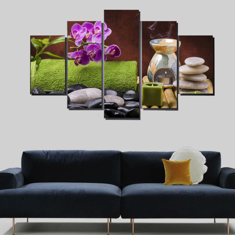 1 Set of 5PCS Canvas Painting for Home Bedroom Cafe Hotel Room Wall Art Wall Decor Paintings Orchid Cense Print Charms 30*40/60/80cm