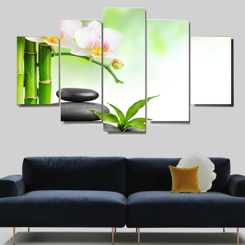 1 Set of 5PCS Canvas Painting for Home Bedroom Cafe Hotel Room Wall Art Wall Decor Paintings Orchid Stone Print Charms 20*30/40/50cm