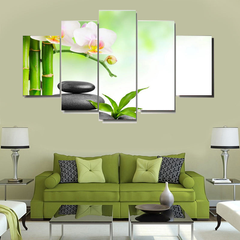 1 Set of 5PCS Canvas Painting for Home Bedroom Cafe Hotel Room Wall Art Wall Decor Paintings Orchid Stone Print Charms 20*30/40/50cm