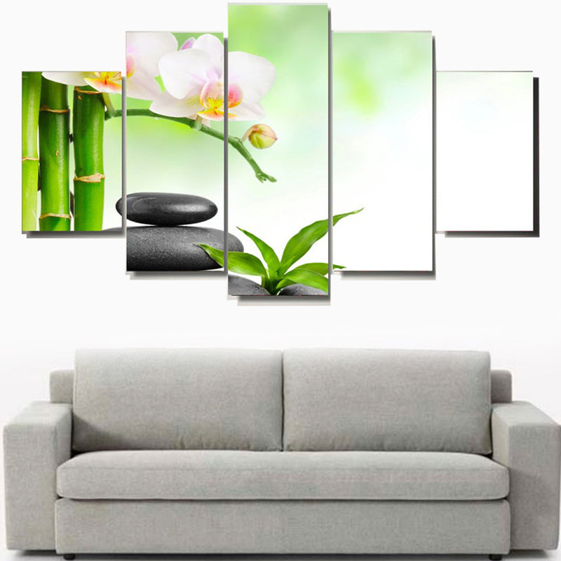 1 Set of 5PCS Canvas Painting for Home Bedroom Cafe Hotel Room Wall Art Wall Decor Paintings Orchid Stone Print Charms 30*40/60/80cm