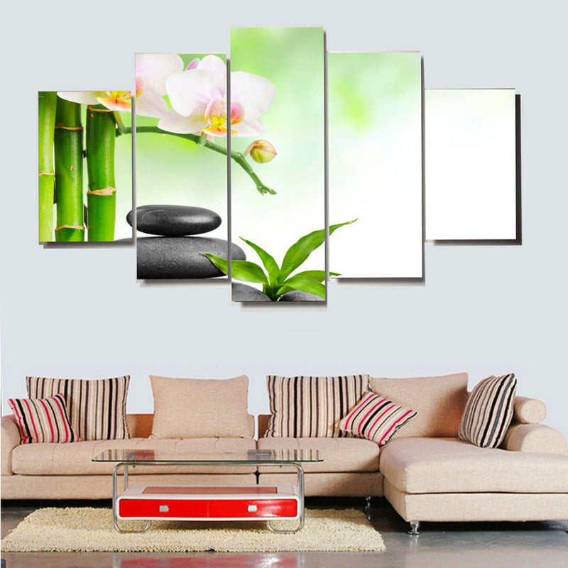 1 Set of 5PCS Canvas Painting for Home Bedroom Cafe Hotel Room Wall Art Wall Decor Paintings Orchid Stone Print Charms 30*40/60/80cm