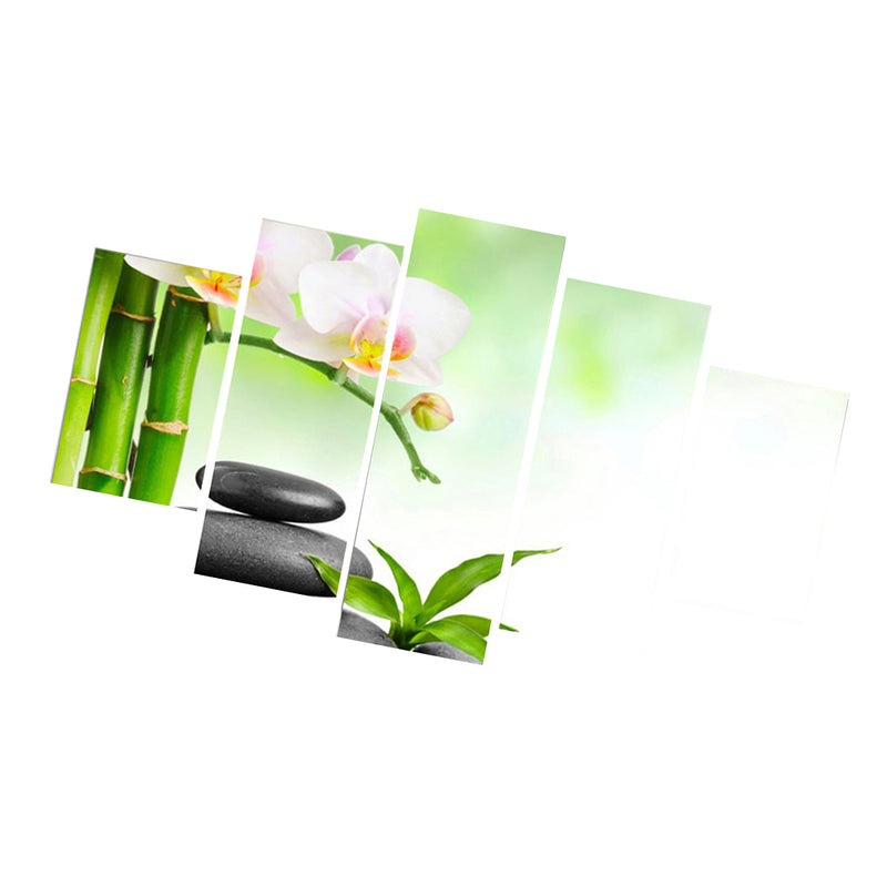 1 Set of 5PCS Canvas Painting for Home Bedroom Cafe Hotel Room Wall Art Wall Decor Paintings Orchid Stone Print Charms 30*40/60/80cm