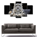 5PCS/Set Canvas Painting for Home Bedroom Cafe Hotel Room Wall Art Wall Decor Paintings White Tiger Print Charms 20*30/40/50cm