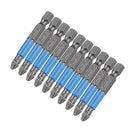 10Pcs Magnetic Cross Head Screwdriver Bits Tip Set S2 Steel 1/4'' Hex Shank